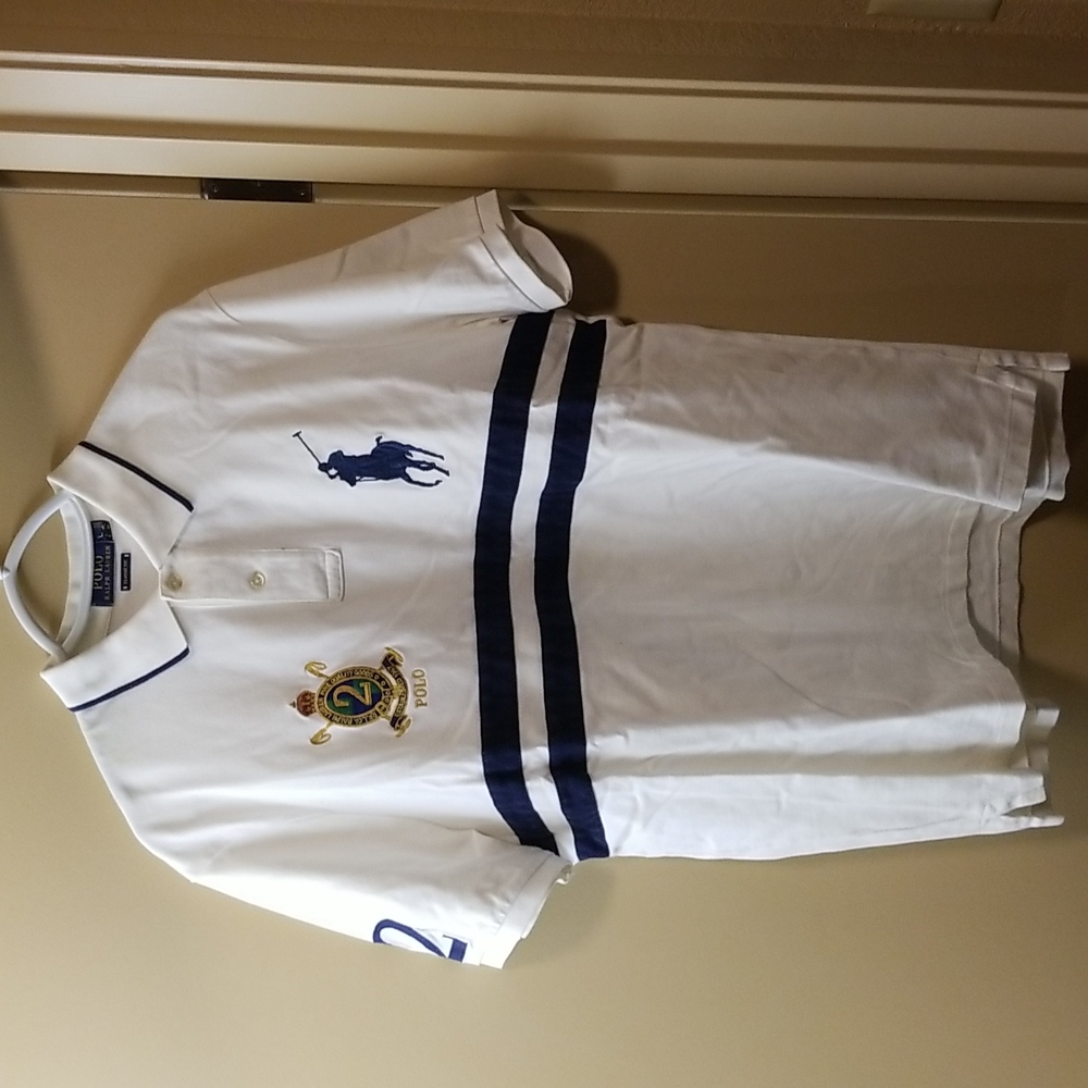 Large white polo collared shirt